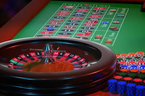 Meja blackjack live dealer na777 dengan kartu dan chip